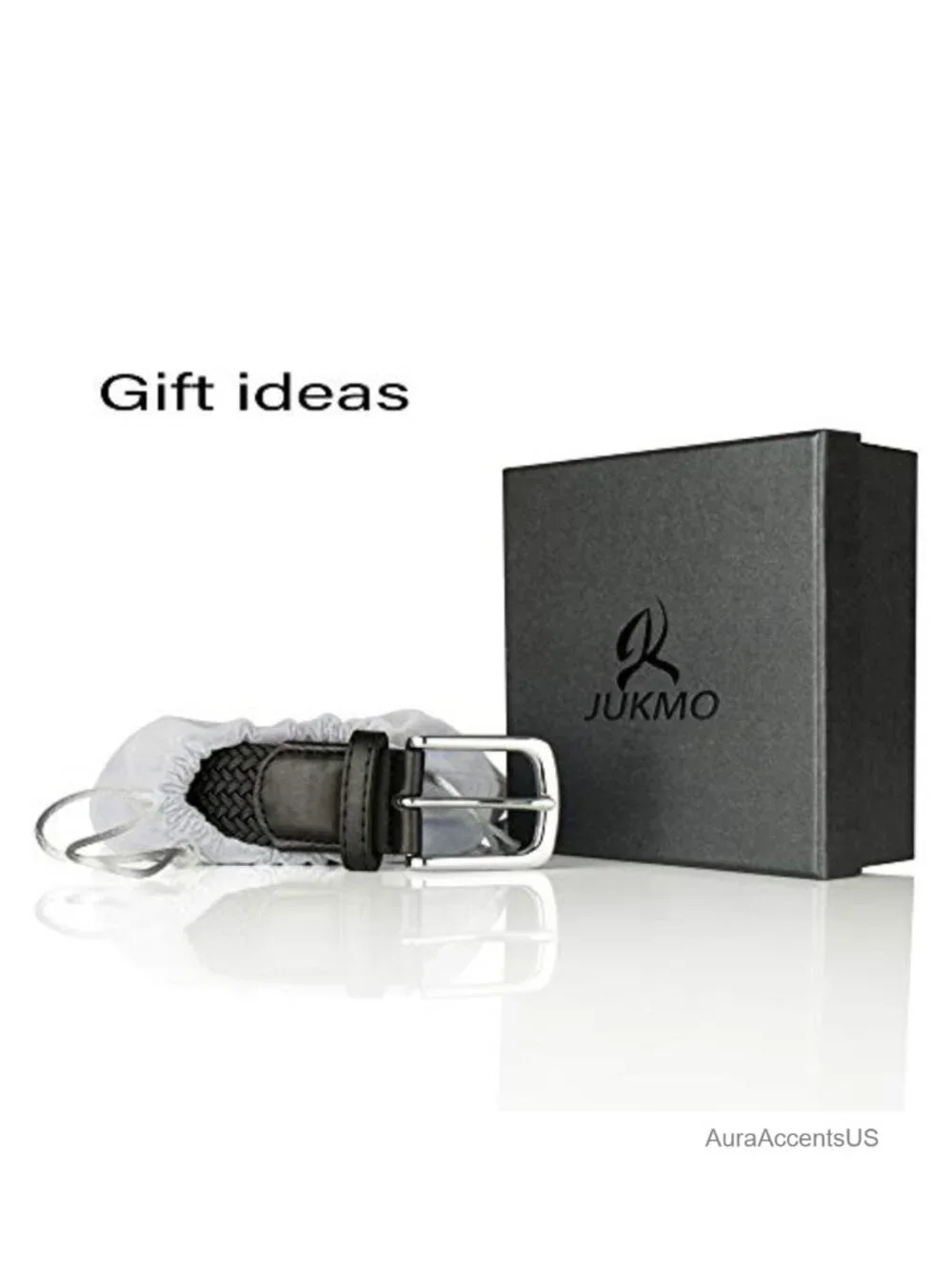 JUKMO Elastic Braided Belt Stretch Woven Belt Gift Box Golf Business Dress